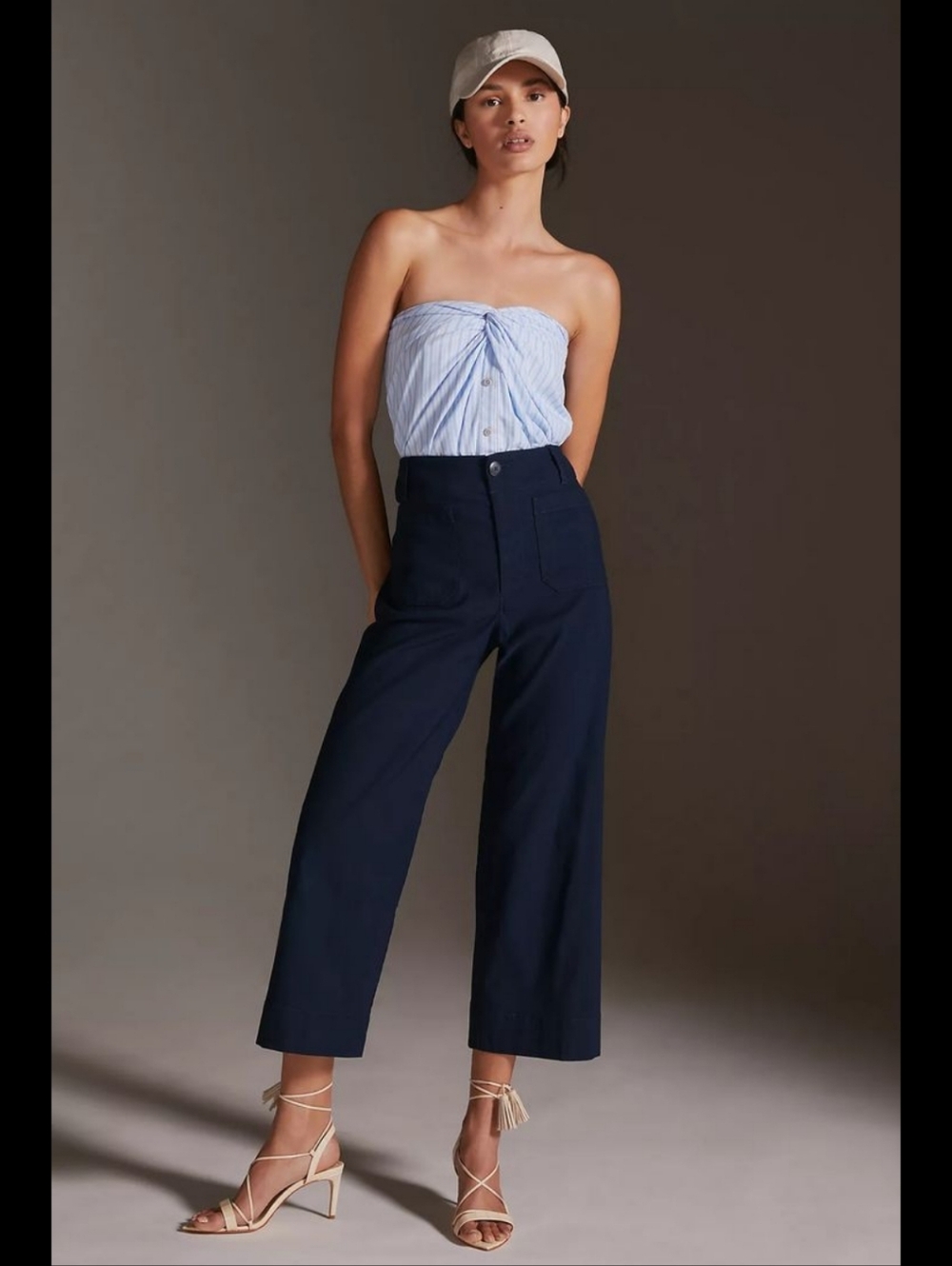 𝙈𝘼𝙀𝙑𝙀 Colette Ponte Crop Wide-leg Pants in Navy